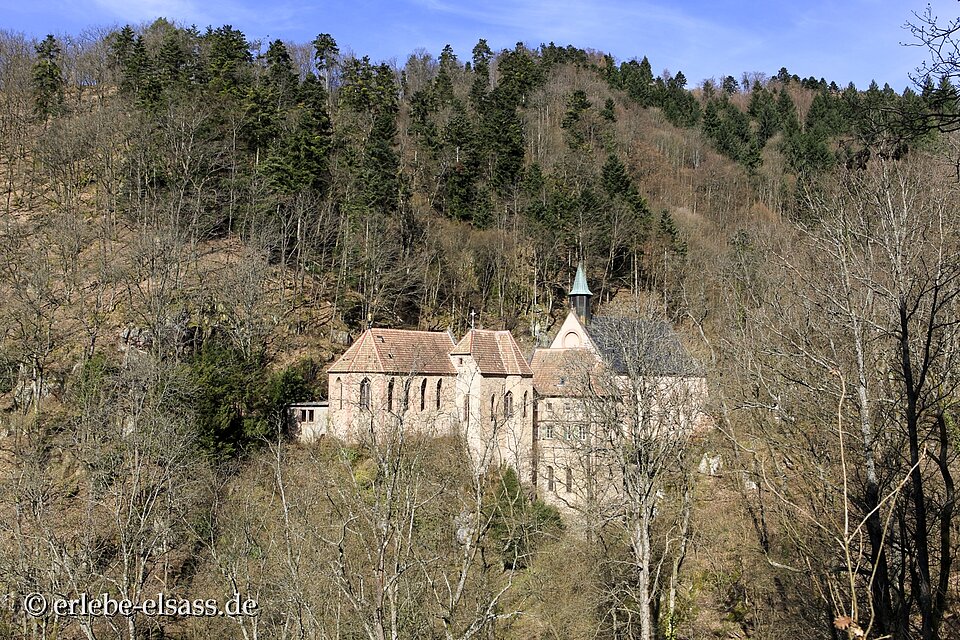 Aussicht zur Notre-Dame de Dusenbach bei Ribeauvillé