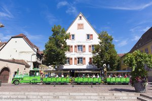 Bimmelbahn beim Roesselmann-Brunnen von Colmar