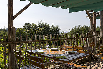 Terrasse der Auberge Saint Alexis