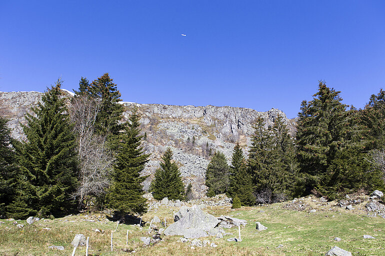 Aussicht auf die Steilwand des Gazon de Faîte
