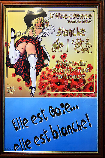 Frivole Bierreklame im Elsass